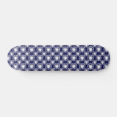 Skateboard Motif de cercles Shibori bleu et blanc (Horz)