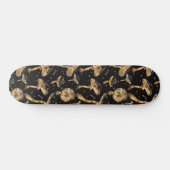 Skateboard Motif de champignons de champignons noirs et d'or (Horz)
