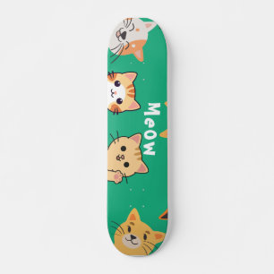 Skateboard Motif de chats mignons Kawaii qui regardent 