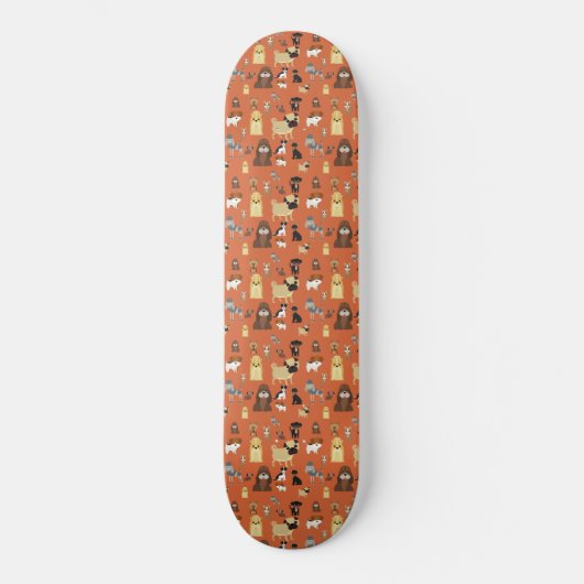 Skateboard motif de chiens arrière - plans orange. (Recto)