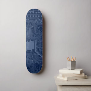 Skateboard Motif de circuit Geek bleu