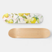 Skateboard Motif de citron à l'aquarelle (Horz)