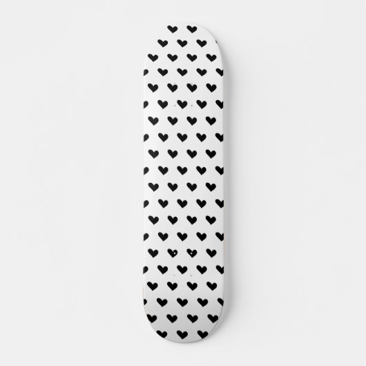 Skateboard Motif de coeur Doodle Noir et Blanc (Devant)