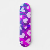 Skateboard Motif de coeur rose et blanc (Devant)