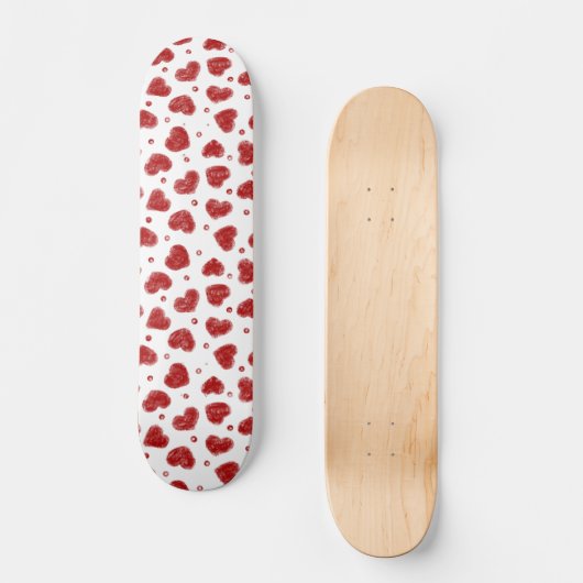 Skateboard Motif de cœurs rouges et blancs (Recto)