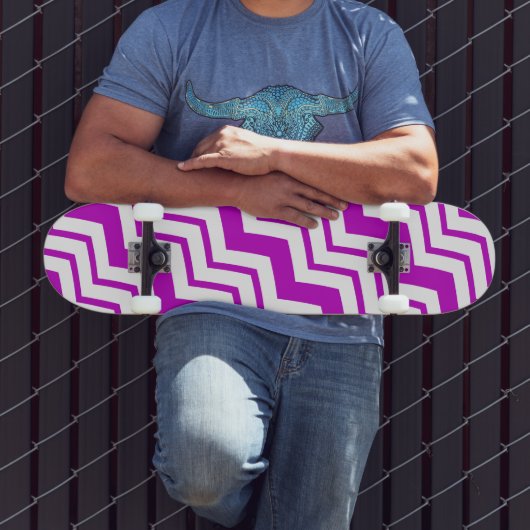 Skateboard Motif de conception de zigzag chevron blanc violet (Extérieur 3)