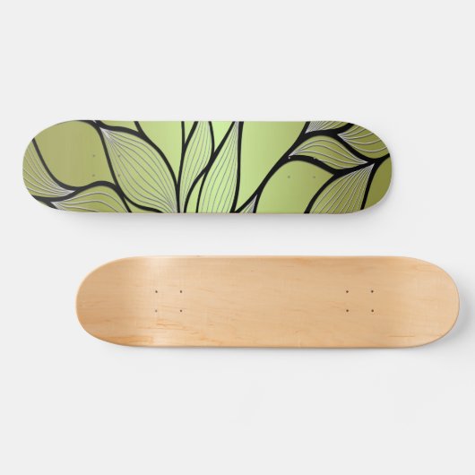 Skateboard Motif de congé créatif vert olive (Horz)
