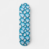 Skateboard Motif de coquillages bleu et blanc (Devant)