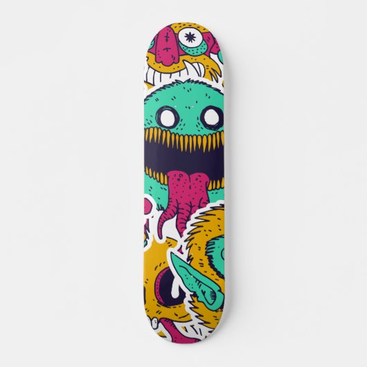 Skateboard Motif de crânes de monstres bizarres (Devant)