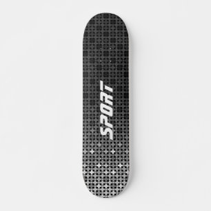 Skateboard Motif de dégradé géométrique noir et blanc
