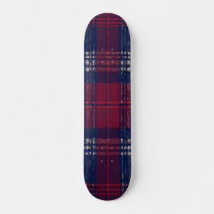 Skateboard Motif de design à carreaux gras bleu et rouge