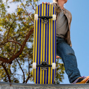 Skateboard Motif de design de rayures élégantes bleues jaunes