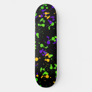 Skateboard Motif de design éclaboussé de peinture verte bleue