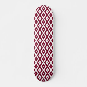 Skateboard Motif de diamants de Bourgogne et blanc