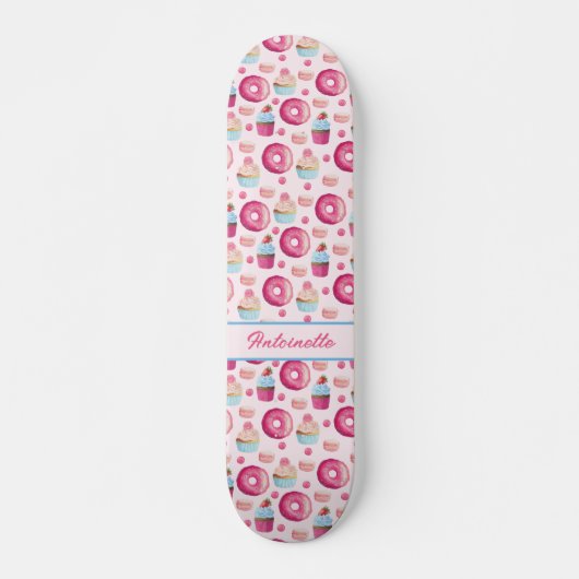 Skateboard Motif de Donut rose (Devant)