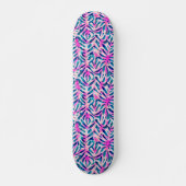 Skateboard Motif de feuille tropicale rose (Devant)