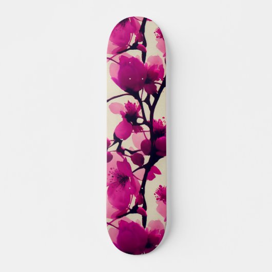 Skateboard Motif de fleurs de cerisiers doux (Devant)