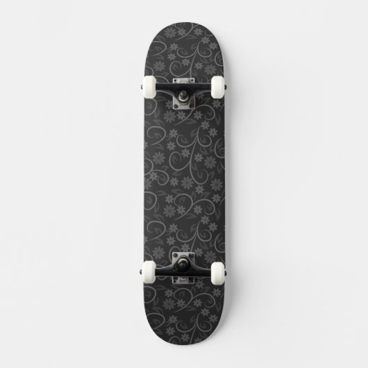 Skateboard Motif de fleurs grises mignonnes (Recto)