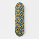 Skateboard Motif de fleurs orange jaune (Devant)
