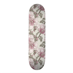 Skateboard Motif de fleurs rose amorti de ketmie