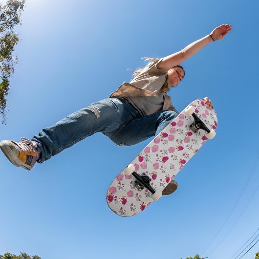 Skateboard Motif de fleurs roses