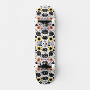 Skateboard Motif de fleurs transparent vintage mignon