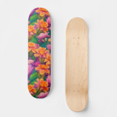 Skateboard Motif de fleurs tropicales hawaïennes (Recto)
