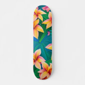 Skateboard Motif de fleurs tropicales hawaïennes (Devant)