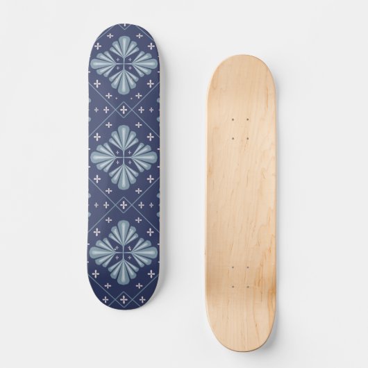 Skateboard Motif de formes géométriques bleues (Recto)