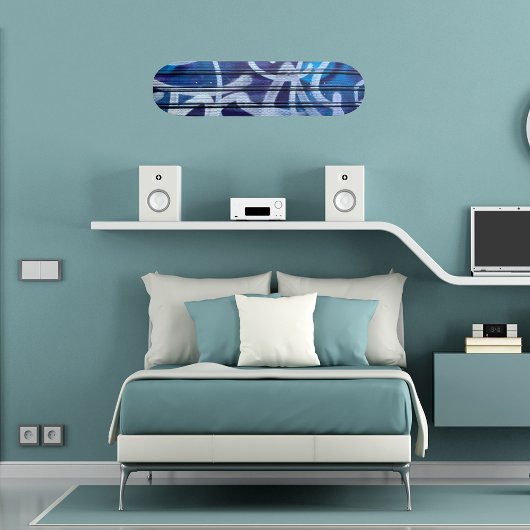 Skateboard Motif de grafitti abstrait bleu