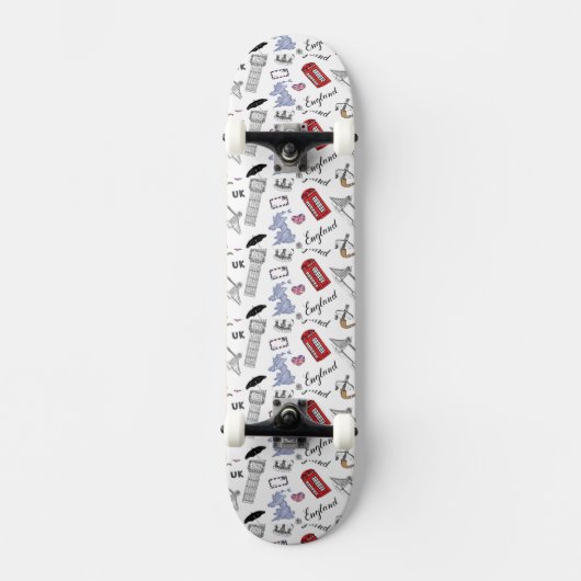 Skateboard Motif de griffonnages de ville de Londres (Recto)