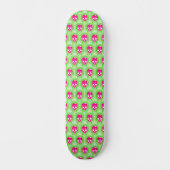 Skateboard Motif de ligne d'extraction du crâne rose (Recto)