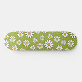 Skateboard Motif de marguerite à fleurs vert et blanc (Horz)