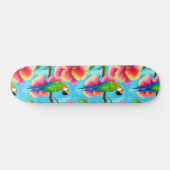 Skateboard Motif de perroquet et de fleurs tropicales (Horz)
