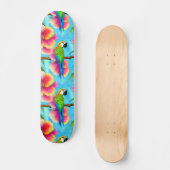 Skateboard Motif de perroquet et de fleurs tropicales (Recto)