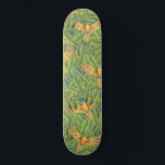 Skateboard Motif de perroquet Feuille vert tropical<br><div class="desc">Ce motif cool et dynamique conviendra parfaitement aux amateurs d'oiseaux. Il est agrémenté de perroquets jaune, bleu et orange peints à la main et de feuilles de bananes vert et jaune sur un simple arrière - plan bleu. Artsy, tendance, unique et moderne, parfait pour la saison estivale ! ***REMARQUE IMPORTANTE...</div>