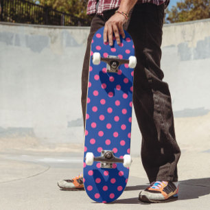 Skateboard Motif de points polka bleus et roses