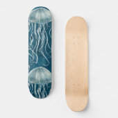 Skateboard Motif de poisson marine bleu et blanc gelée (Recto)