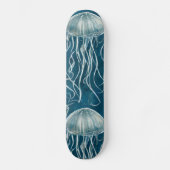 Skateboard Motif de poisson marine bleu et blanc gelée (Recto)