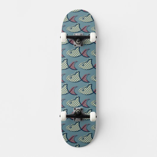 Skateboard Motif de poissons de point de polka (Recto)