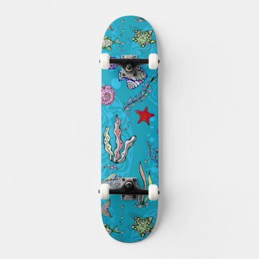 Skateboard Motif de poissons de turquoise (Recto)
