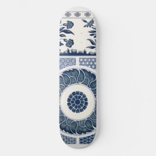 Skateboard Motif de porcelaine antique chinoise bleu et blanc