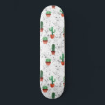 Skateboard Motif de pots de cactus en terre cuite verte<br><div class="desc">Ce motif moderne, mignon et artistique est parfait pour la saison estivale. Il présente un motif succulent de cactus en pots noirs, blancs et vert aquarelle peint à la main, en terre cuite et en terre cuite. C'est artistique, tendance, cool, et unique.***CONCEPTION IMPORTANTE NOTE : Pour toute demande de conception...</div>