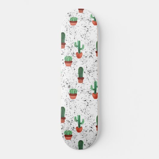 Skateboard Motif de pots de cactus en terre cuite verte (Recto)