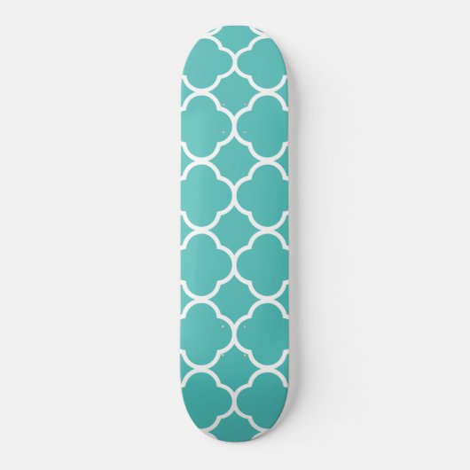 Skateboard Motif de Quatrefoil bleu-vert (Recto)
