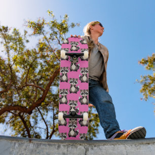 Skateboard Motif de Raton laveur Rose