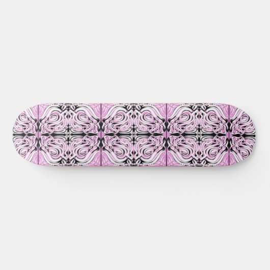 Skateboard Motif de répétition Abstrait rose noir blanc (Horz)