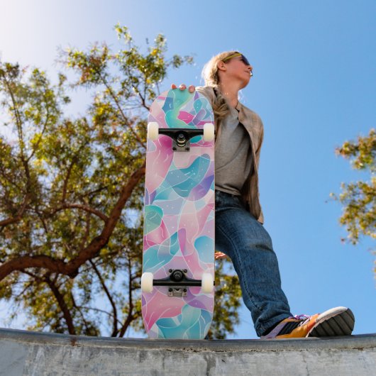 Skateboard Motif de ruban abstrait pastel (Extérieur 1)