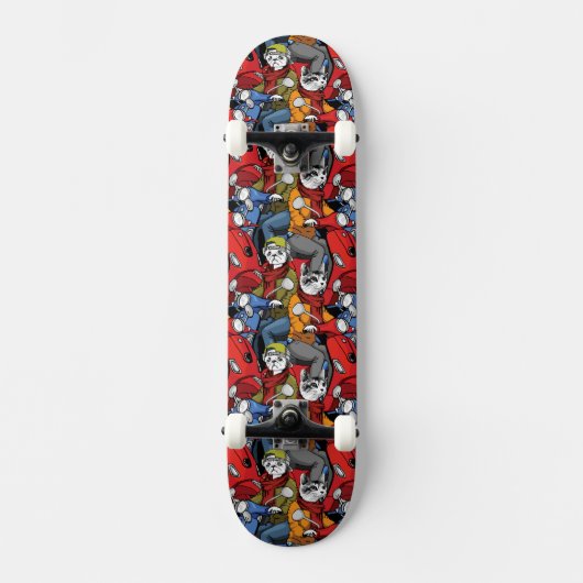 Skateboard Motif de scooter de chats et de chiens (Recto)