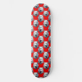 Skateboard Motif de tête de loup blanc - Rouge (Recto)